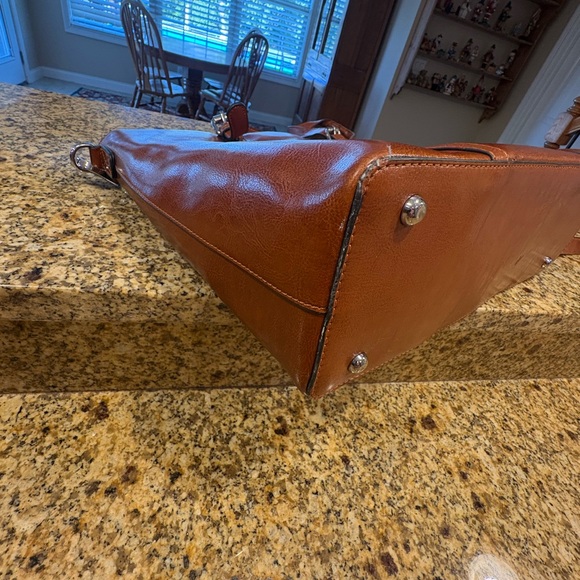 Bostanten Tan Leather Laptop Bag Briefcase Tote - Picture 11 of 13